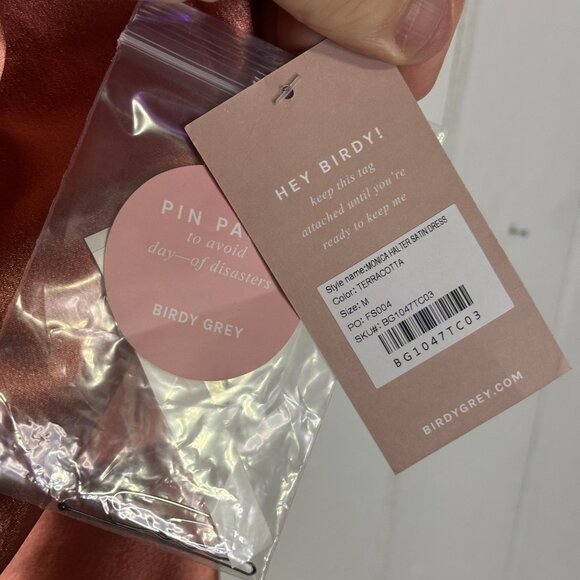 Birdy Grey Monica Size Medium Shiny Satin Terracotta Bridesmaids Maxi Dress NWT - Picture 6 of 12